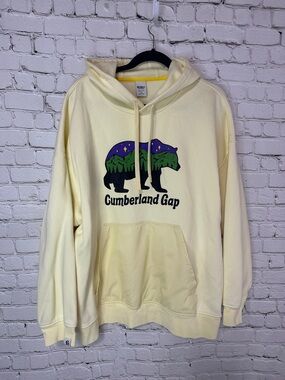 Bonobos Fielder Cumberland Gap Hoodie XXL Yellow Bear Graphic Relaxed Sweatshirt